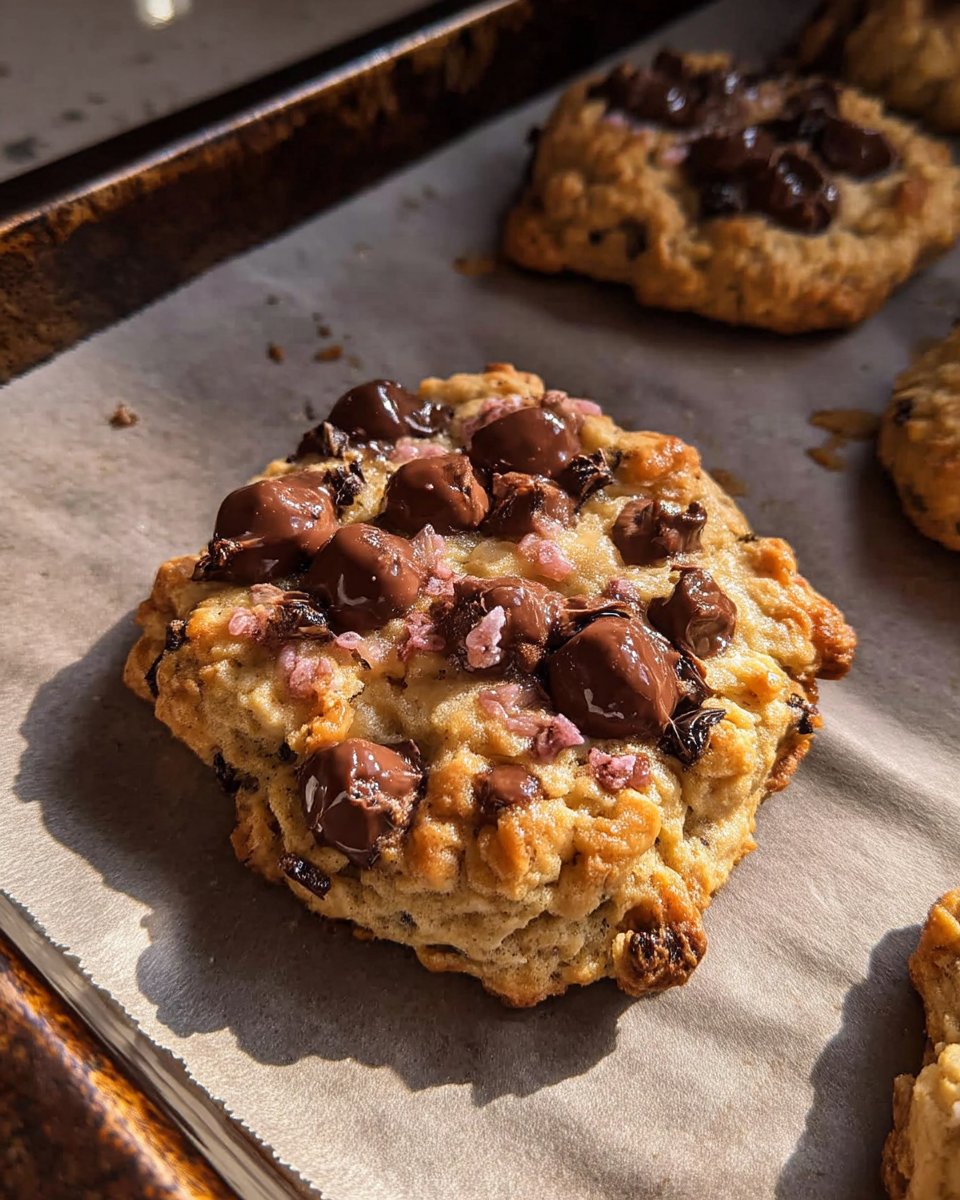 Macro view of 5 ingredient cookies showing the chewy coconut and oat texture