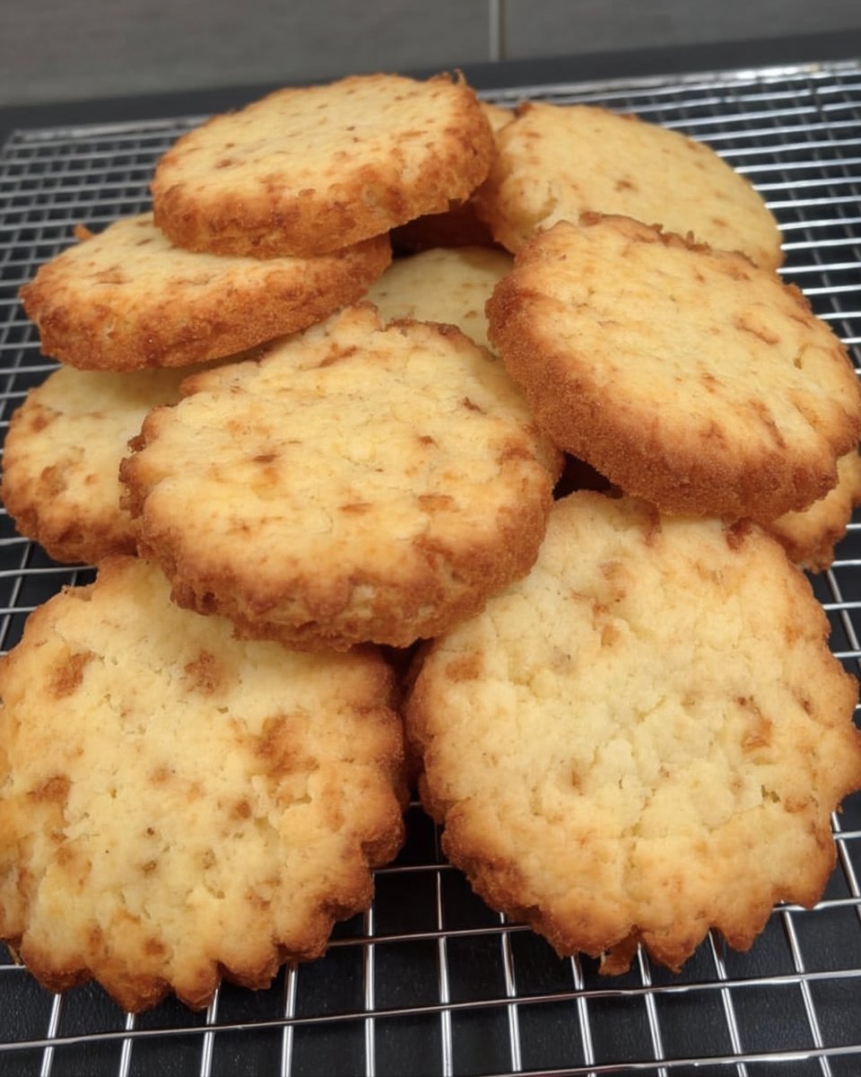 Golden baked Heidesand cookies with pearl sugar rim