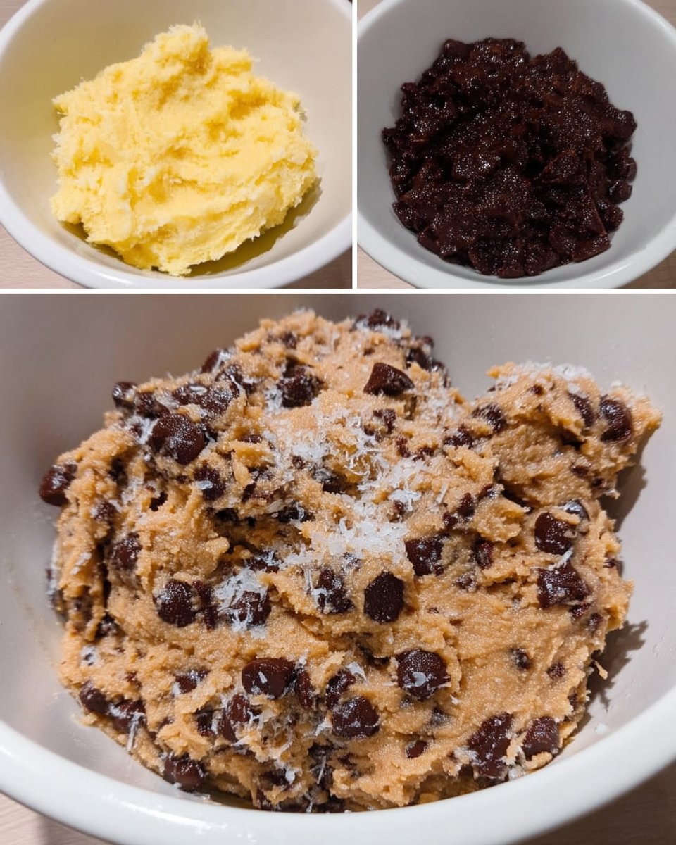 Ingredients for chocolate chip cookies including cornstarch and melted butter