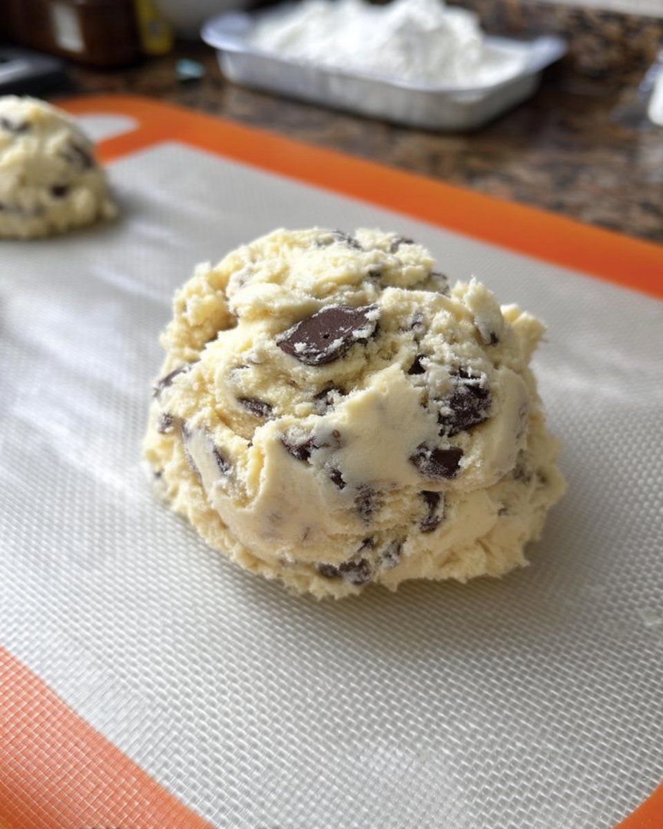 Ingredients for chocolate chip cookies including brown sugar and cold butter