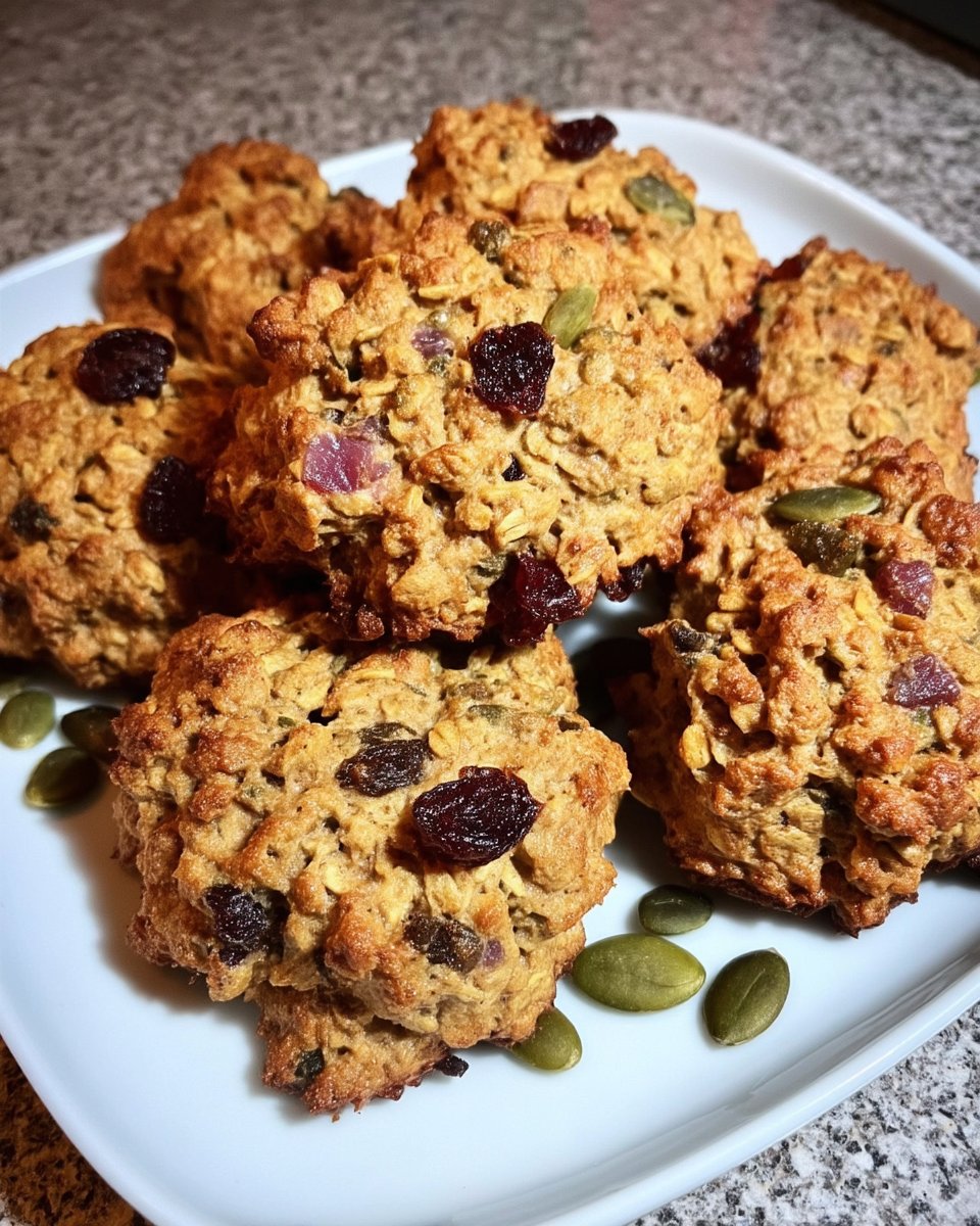 Oatmeal cranberry cookies served on a vintage floral plate with tea