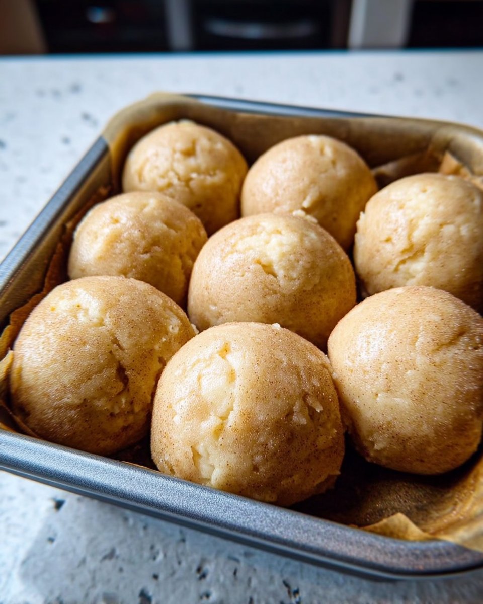 Rolling gluten free cookie dough in cinnamon sugar mixture