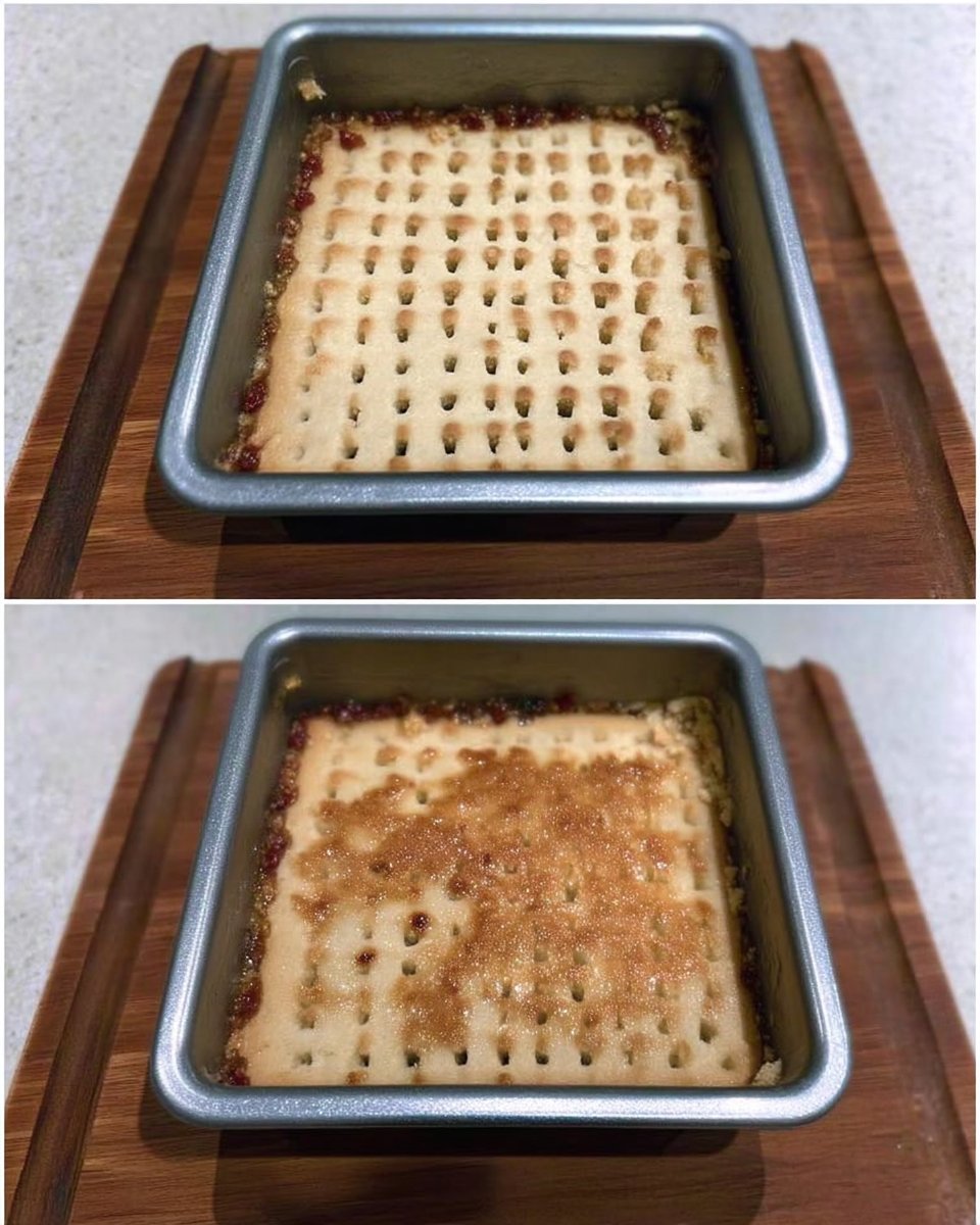 Scottish shortbread squares showing crumbly texture