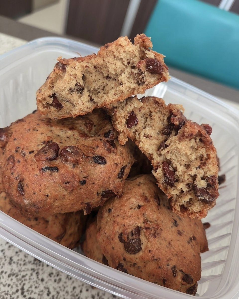 Freshly baked soft chocolate chip cookies served with milk