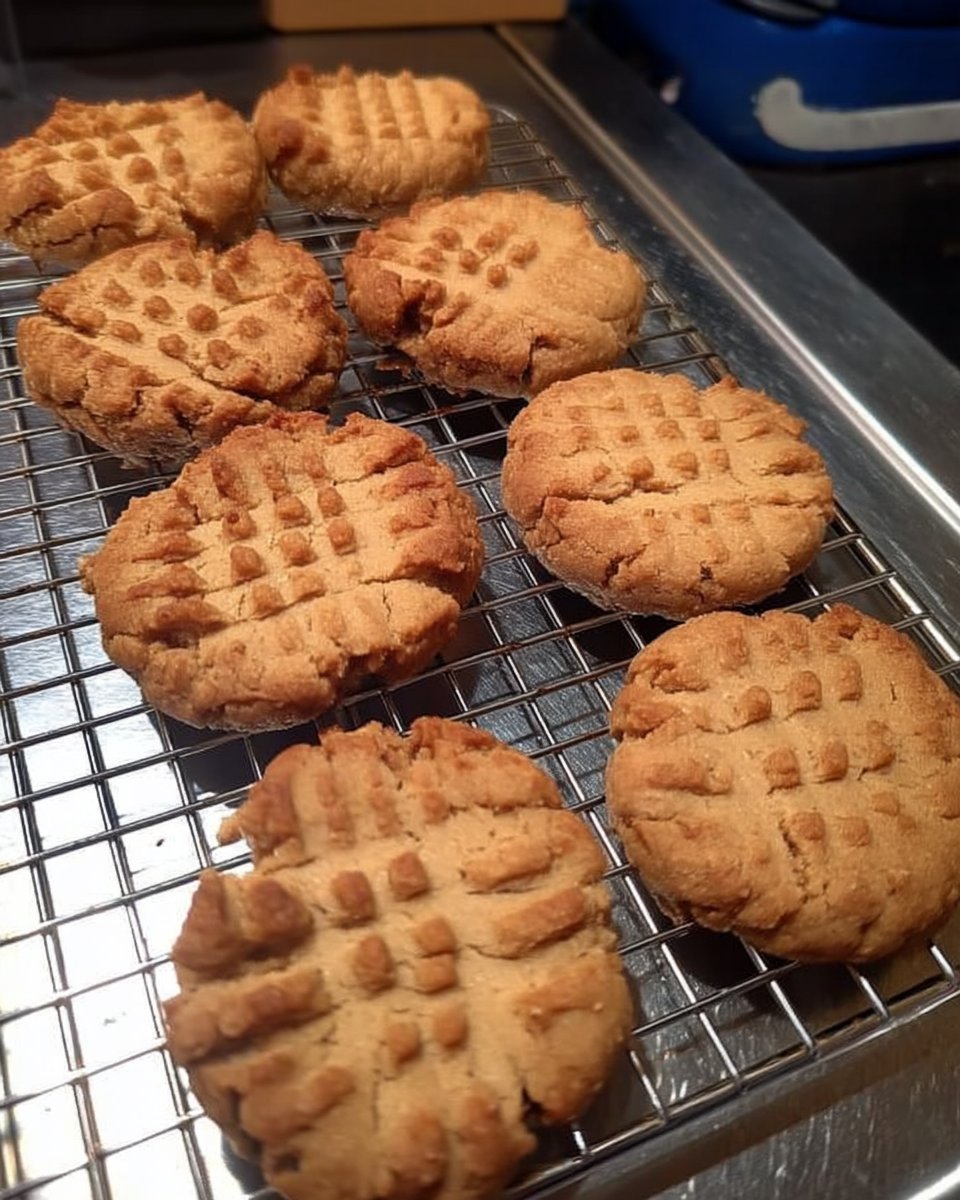 Flourless peanut butter cookies served on a vintage plate with a cup of tea.