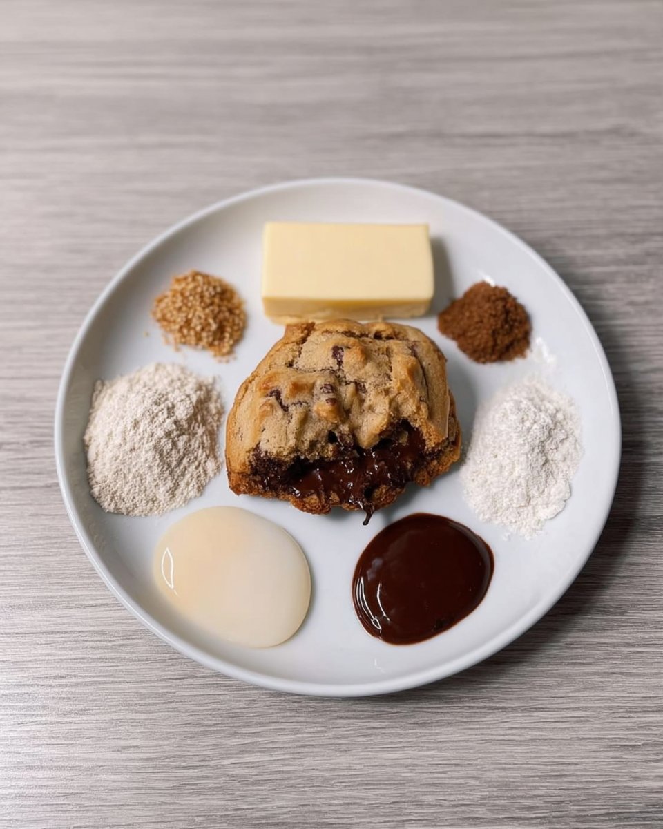 Bowls of measured ingredients for tahini chocolate chip cookies