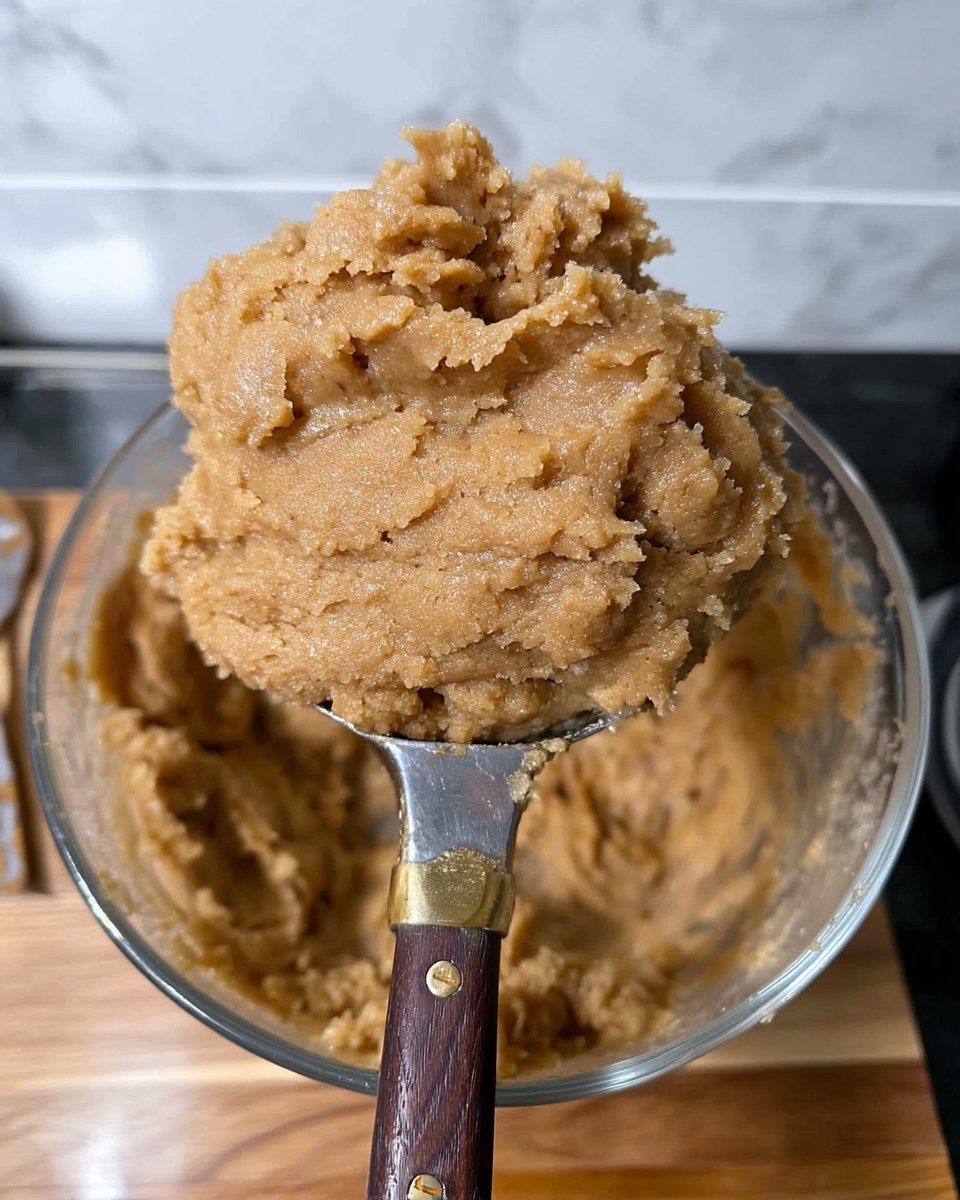 A digital thermometer checking the internal temperature of a baked peanut butter cookie.