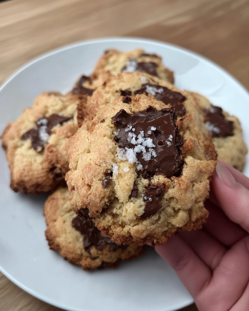 Freshly baked tahini chocolate chip cookies cooling on a wire rack
