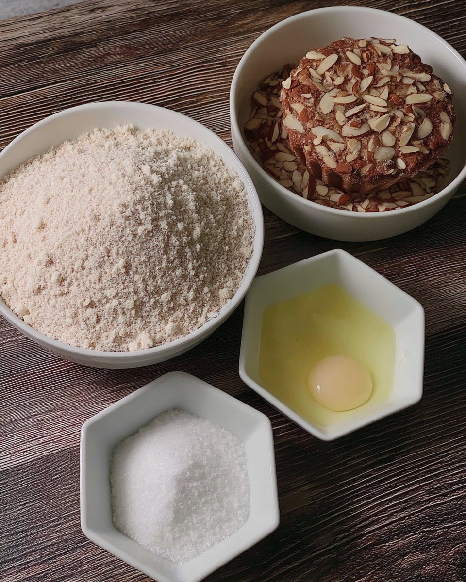 Superfine almond flour and egg whites for making Amygdalota