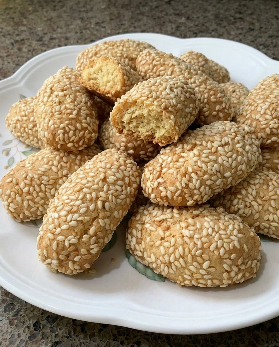 Biscotti Regia traditional Sicilian sesame cookies on a cooling rack.