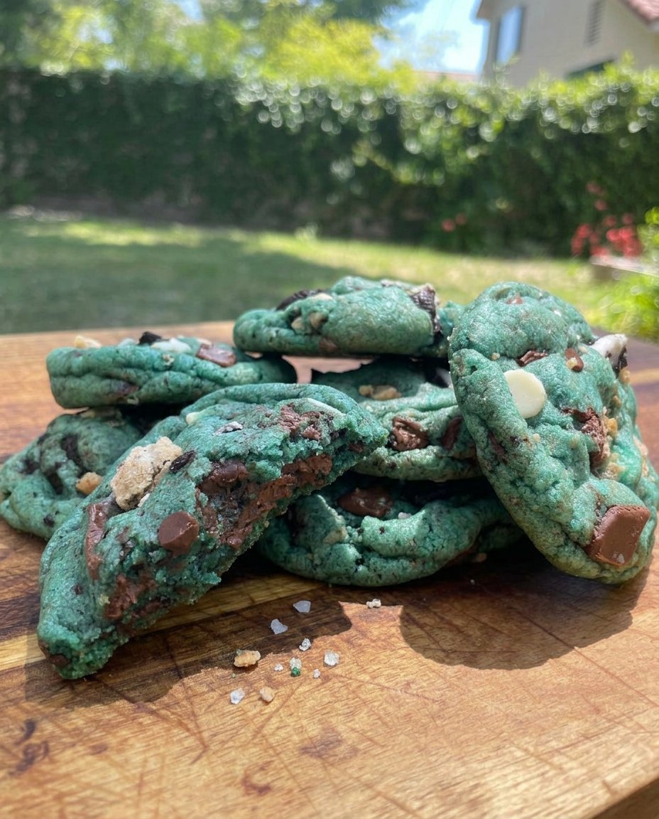 Vibrant blue Cookie Monster cookie dough being mixed