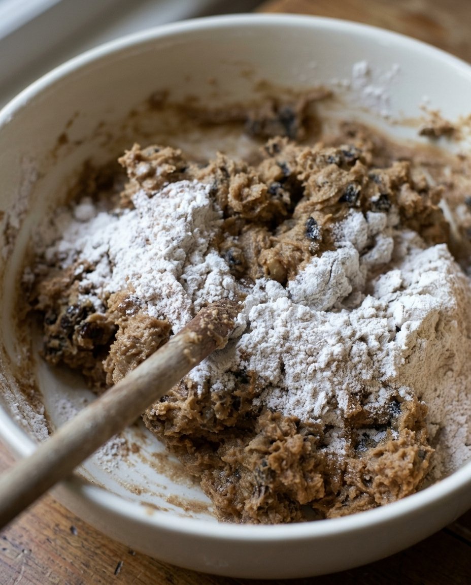 The appearance of hermit cookie dough after the mandatory sixty minute chilling period.