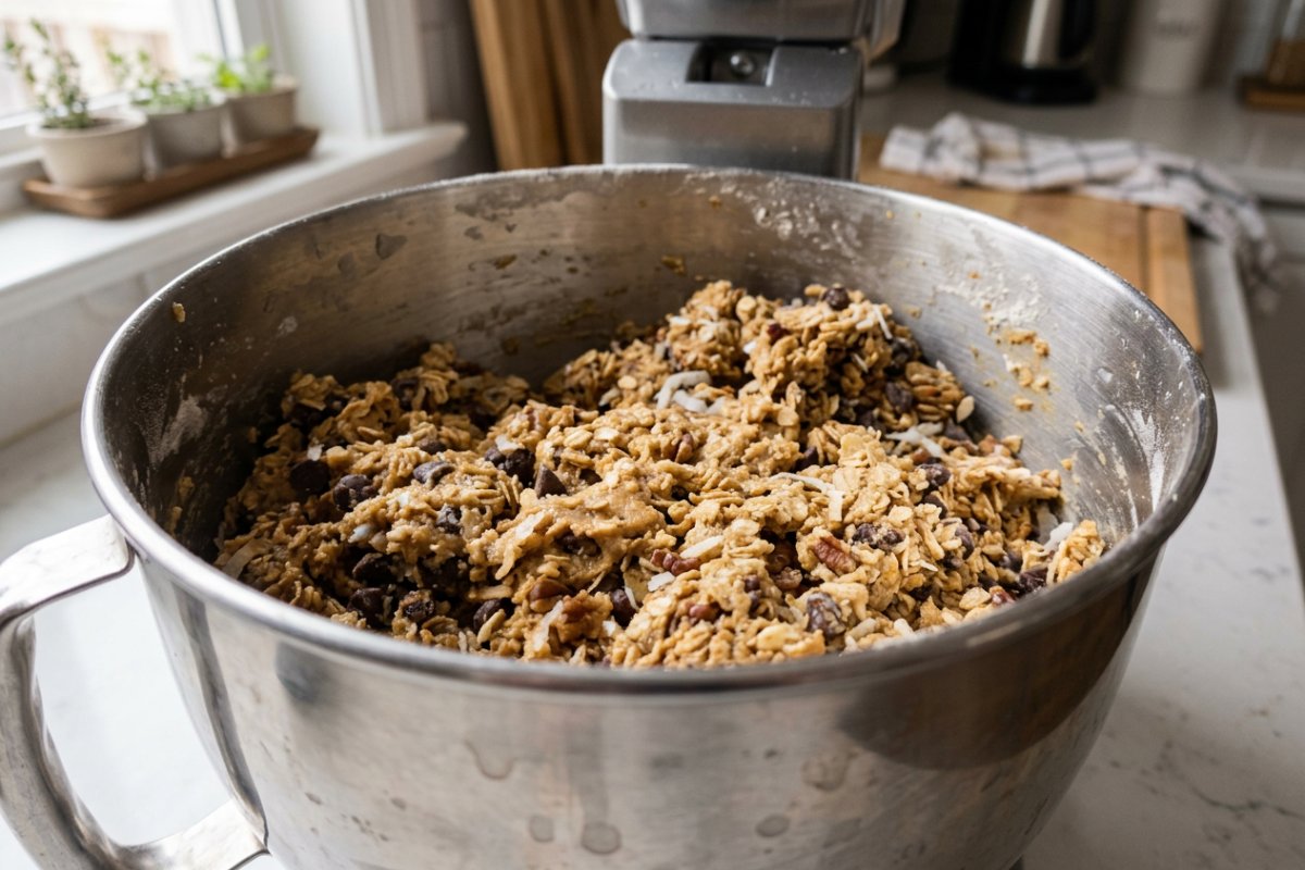 Dark chocolate chips in paleo cookie dough