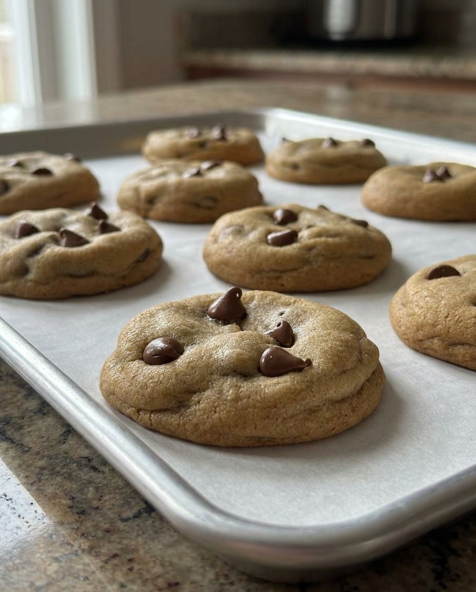 A stack of chocolate chip cookies served with a cup of coffee.