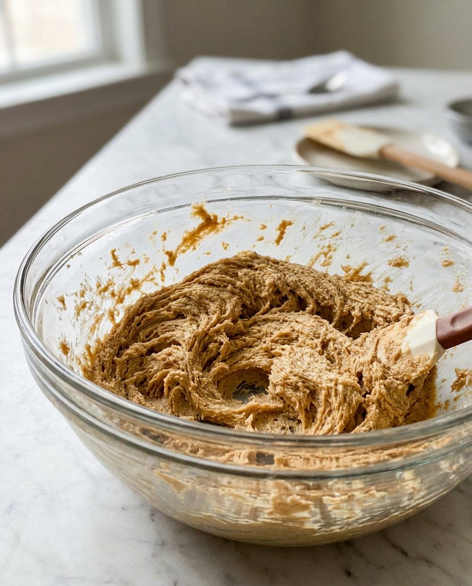 Creamed butter and sugar in a mixer showing mechanical aeration.