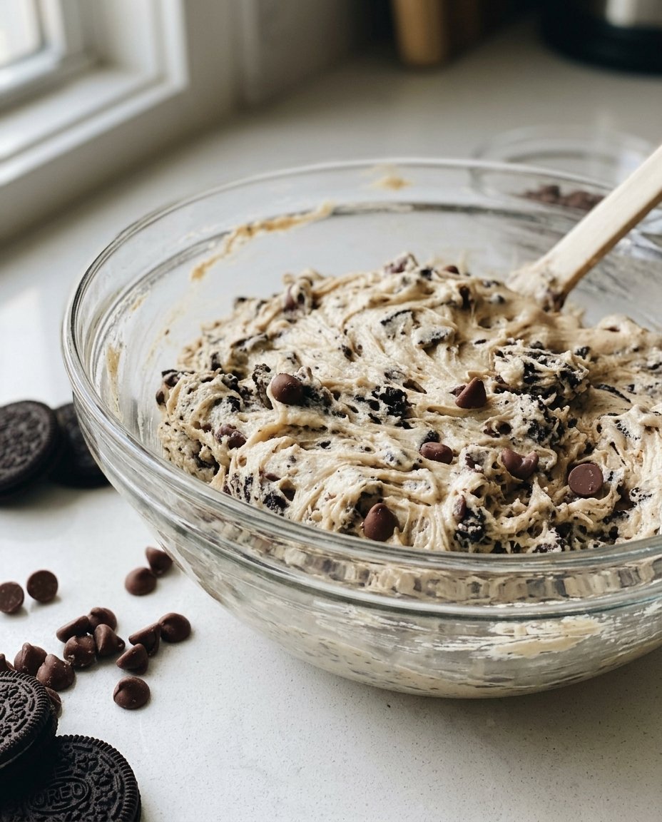 A cross-section of a 4-ounce milk chocolate chip cookie showing the gooey center and melted chunks.