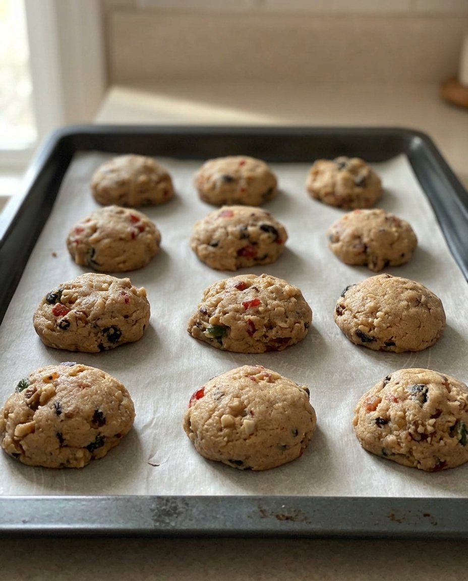 A cross section of a hermit cookie showing the interior crumb and fruit density.