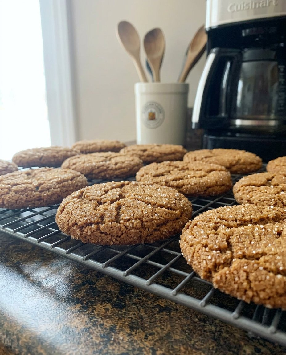 Ingredients for ginger cookies including molasses and ground spices