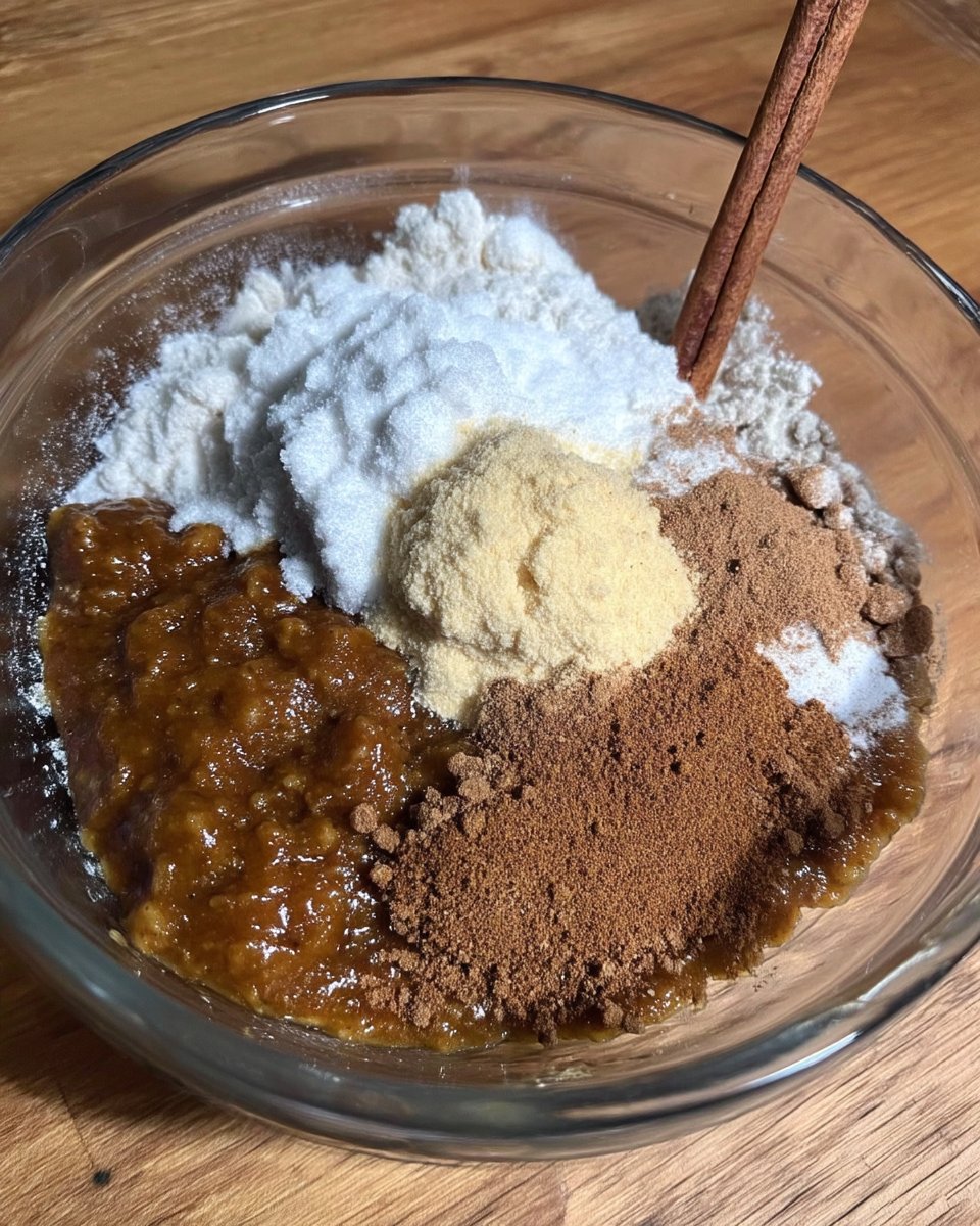 Measuring molasses and spices for a technical ginger cookie recipe.