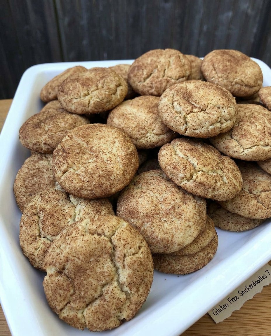 Cross section of a gluten free snickerdoodle showing pillowy center and crackled surface