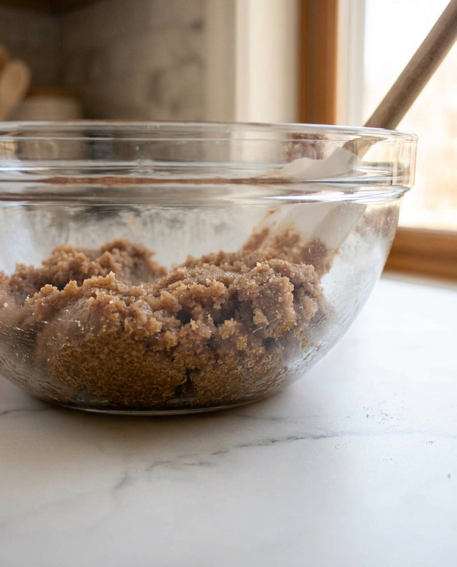 Cold butter, flour, and eggs arranged for the Italian well mixing method.