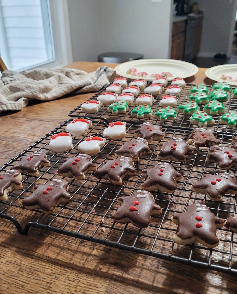 Traditional Italian Christmas cookies cut into festive shapes on a baking sheet.