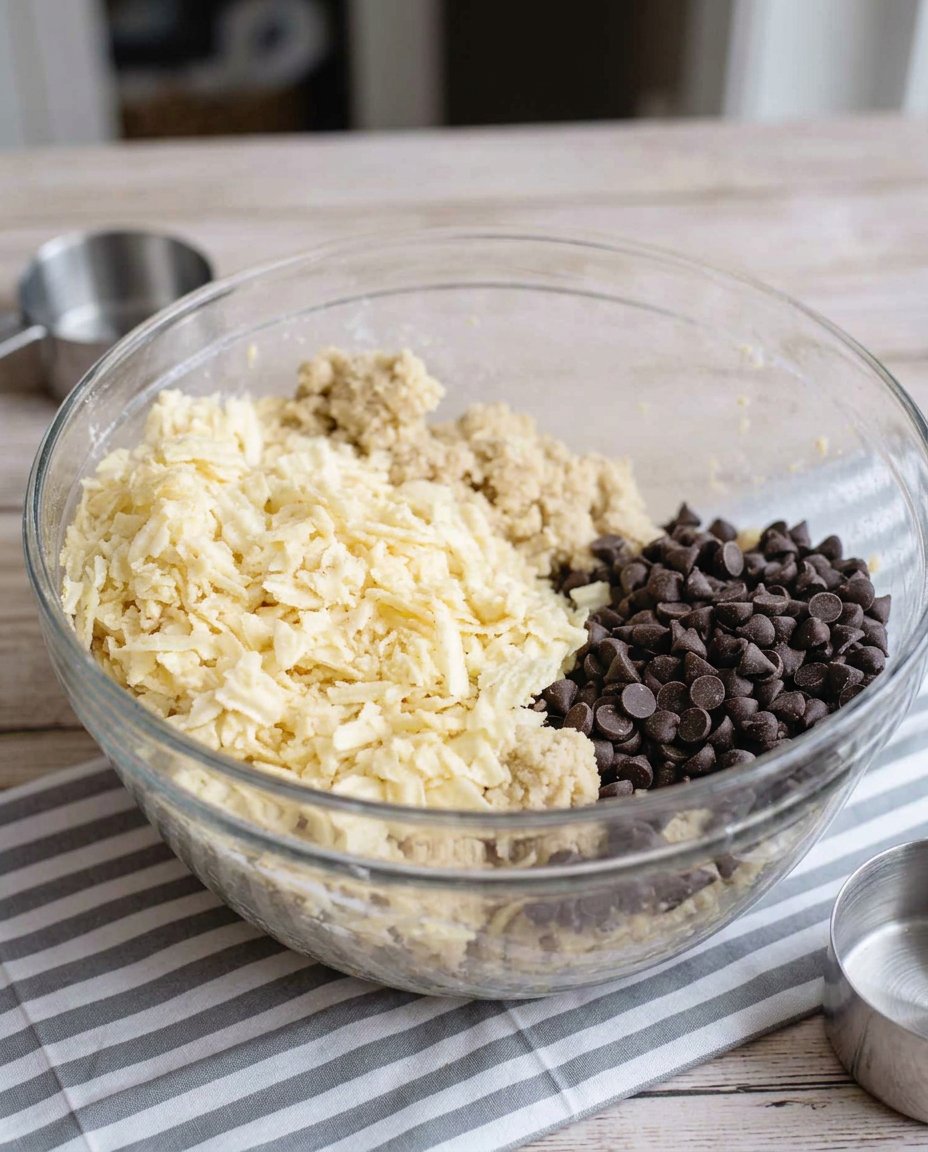 Mise en place of keto baking ingredients including almond flour, Swerve Brown, and sugar-free chocolate chips.