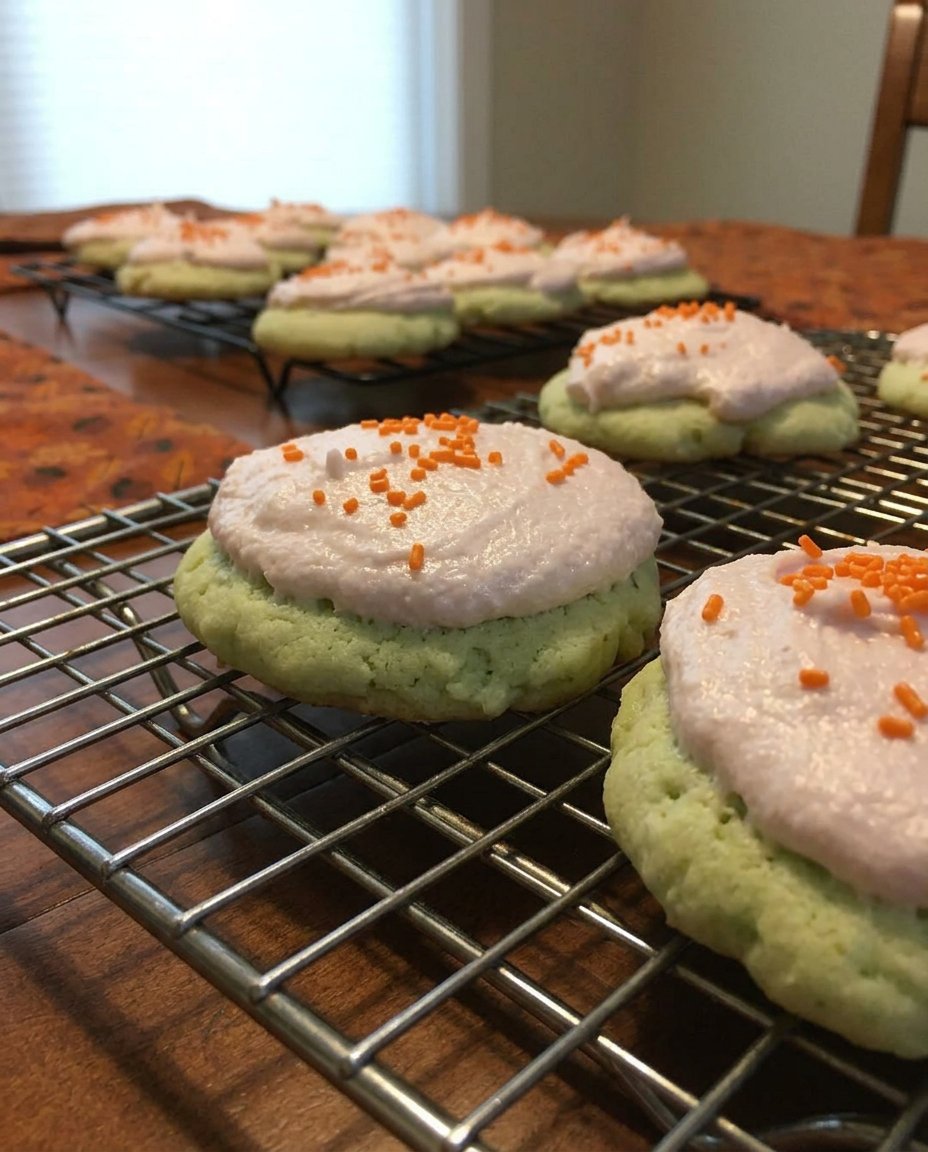 A stack of pale soft Lofthouse copycat cookies with pink frosting and sprinkles