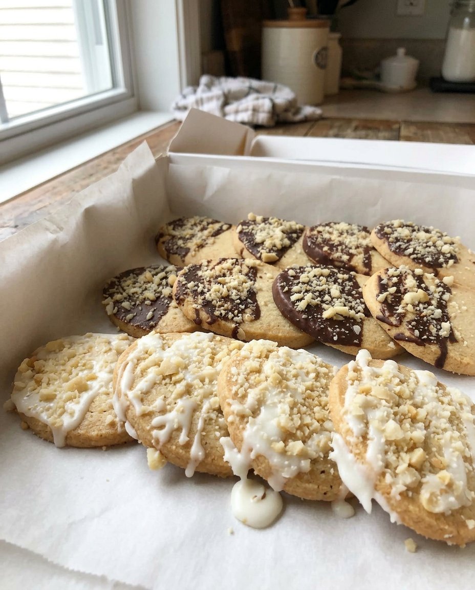 Top down view of macadamia shortbread sticks with a visible crumb structure