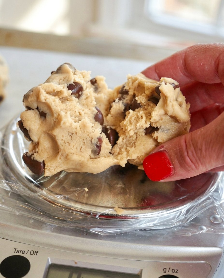 Golden brown edges of a freshly baked chocolate chip cookie