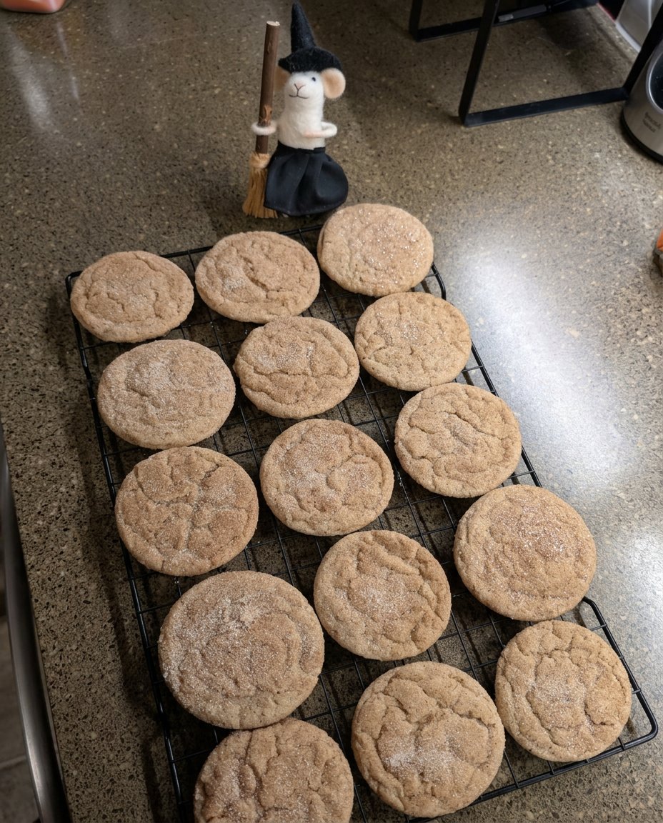 Scooped balls of maple snickerdoodle dough resting on a tray before the chilling process.