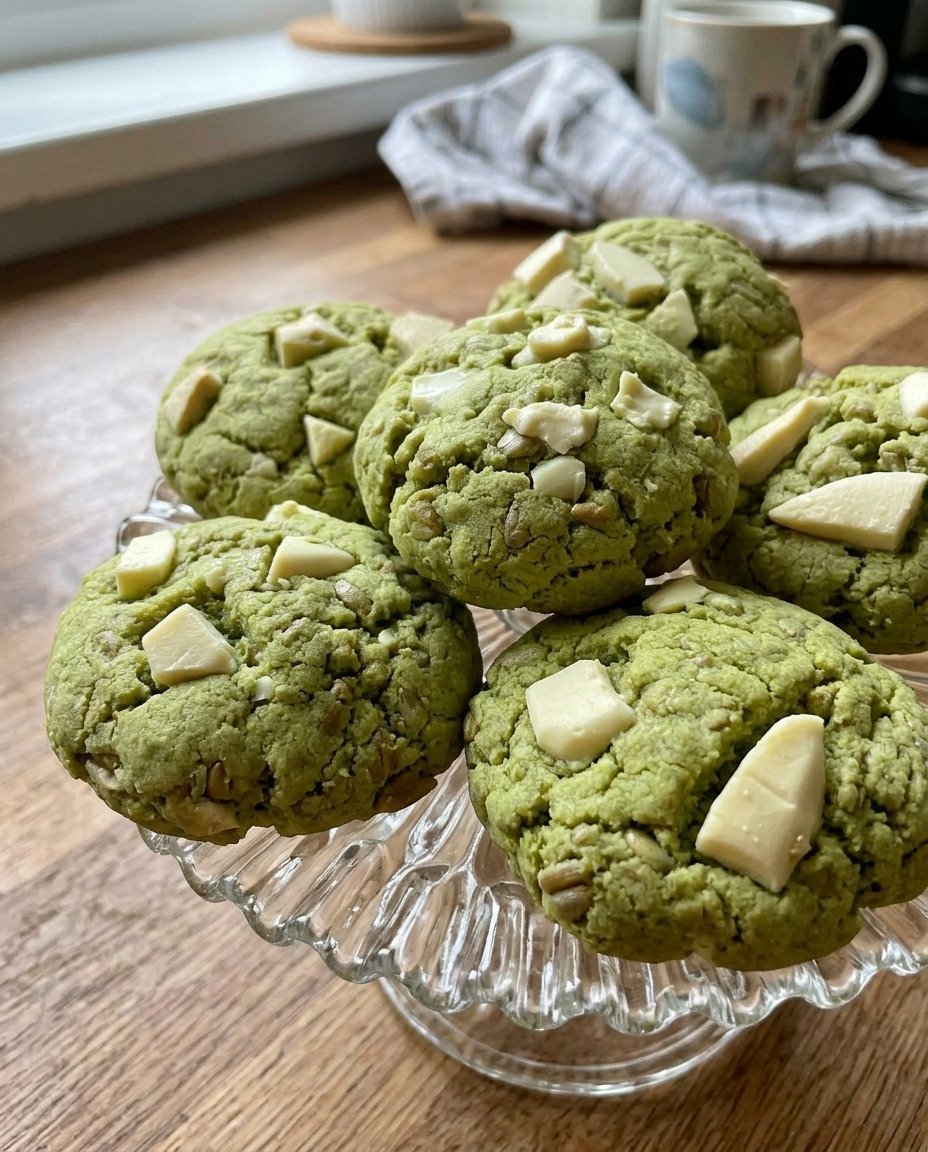 Matcha chocolate chips sitting on a silicone mat