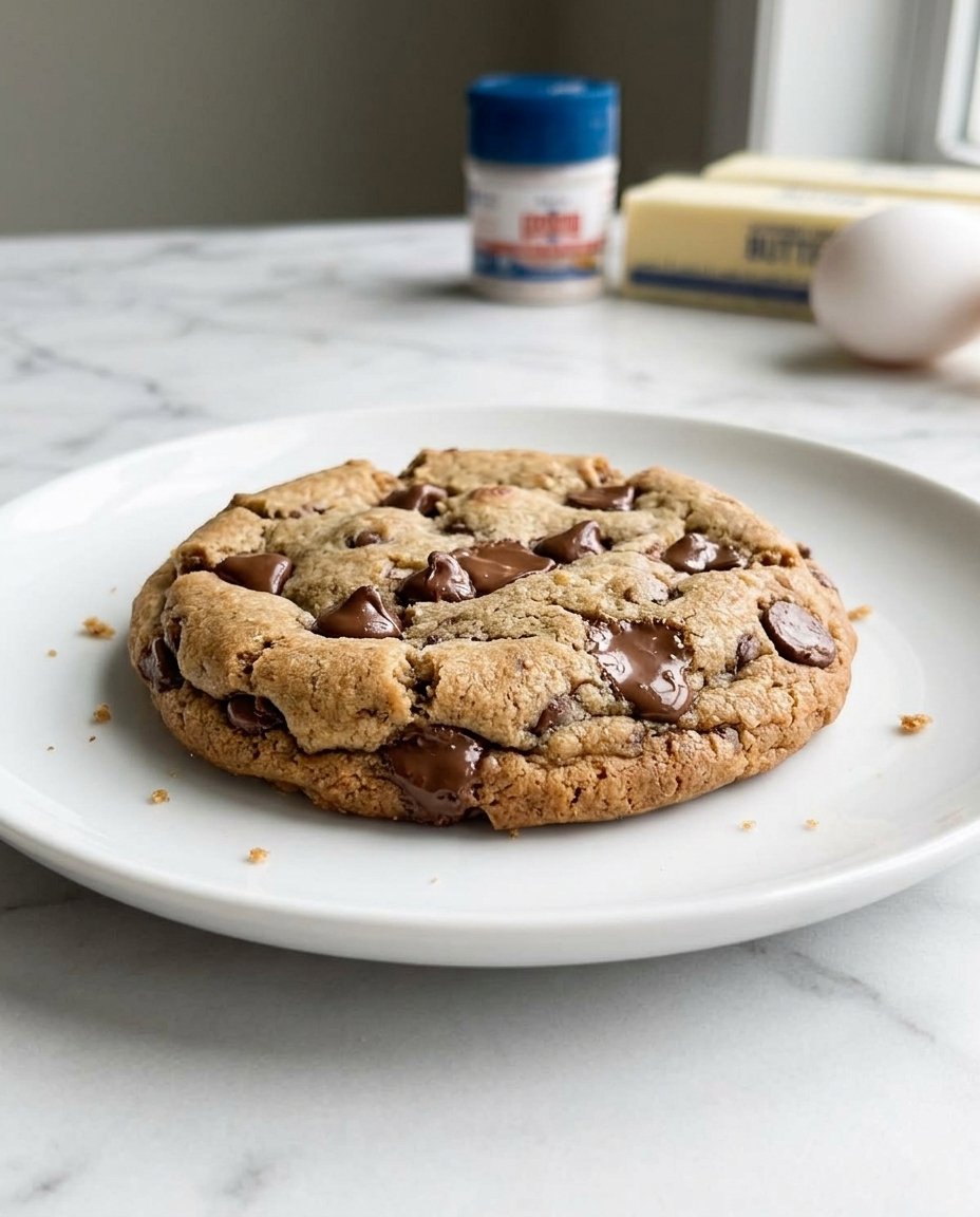Bowls of measured all-purpose flour, cake flour, and milk chocolate chunks on a marble counter.