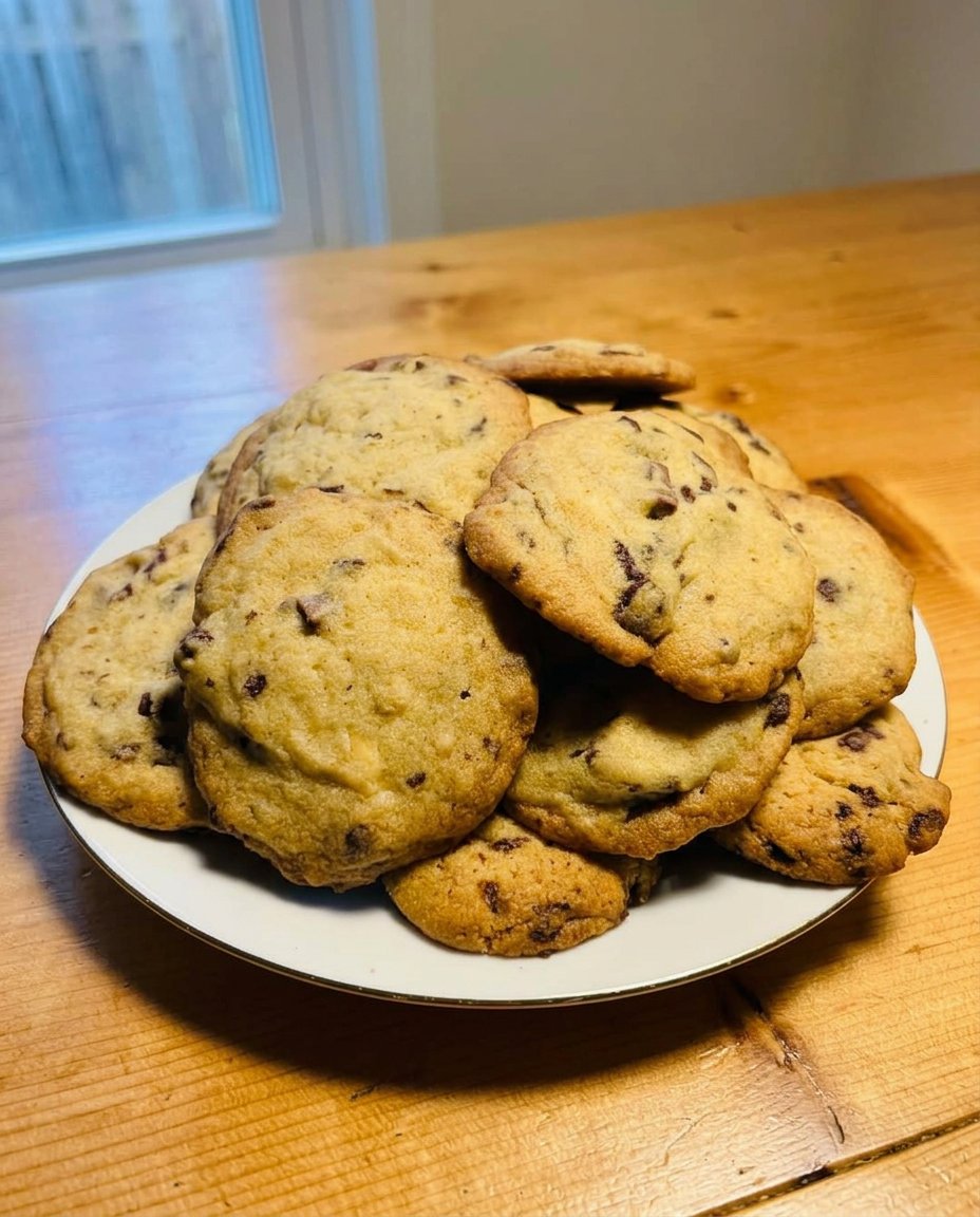 A stack of one bowl cookies next to a glass of milk