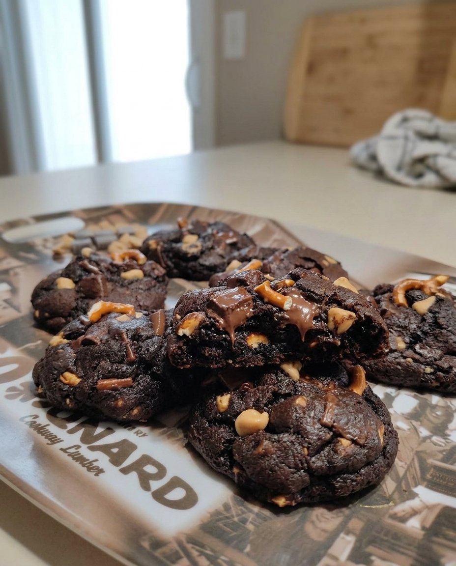 Milk chocolate chip cookies cooling on a wire rack with a sprinkle of sea salt.
