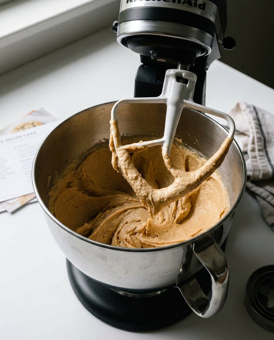 A bowl of creamed butter and sugar next to finely ground oat flour