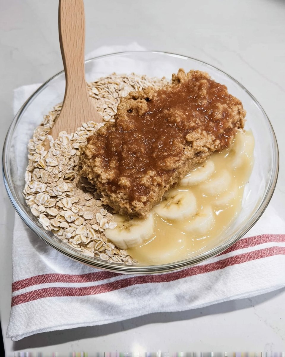 Oatmeal banana cookie dough resting in a bowl