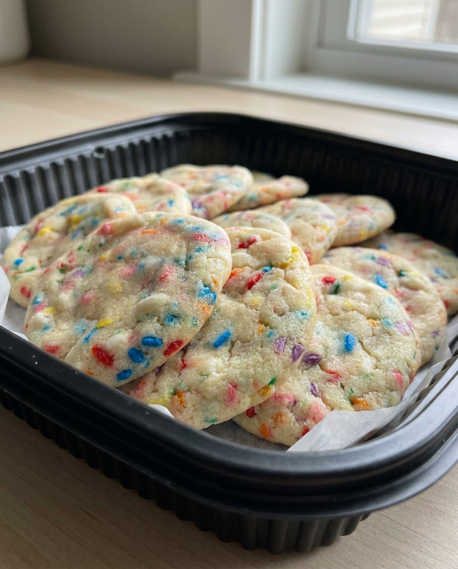 A stack of soft sugar cookies being served with a glass of milk