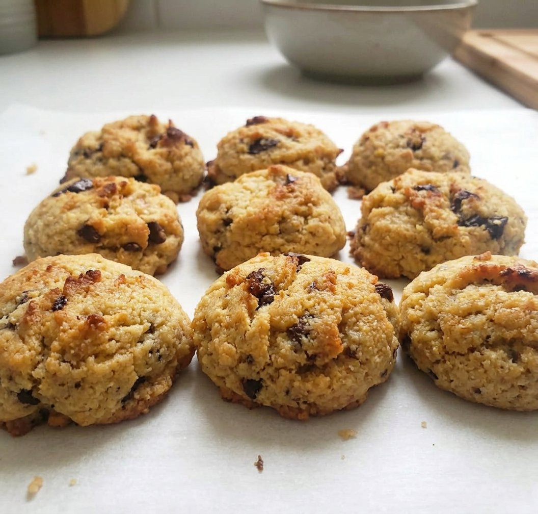 Paleo chocolate chip cookie with a cup of coffee