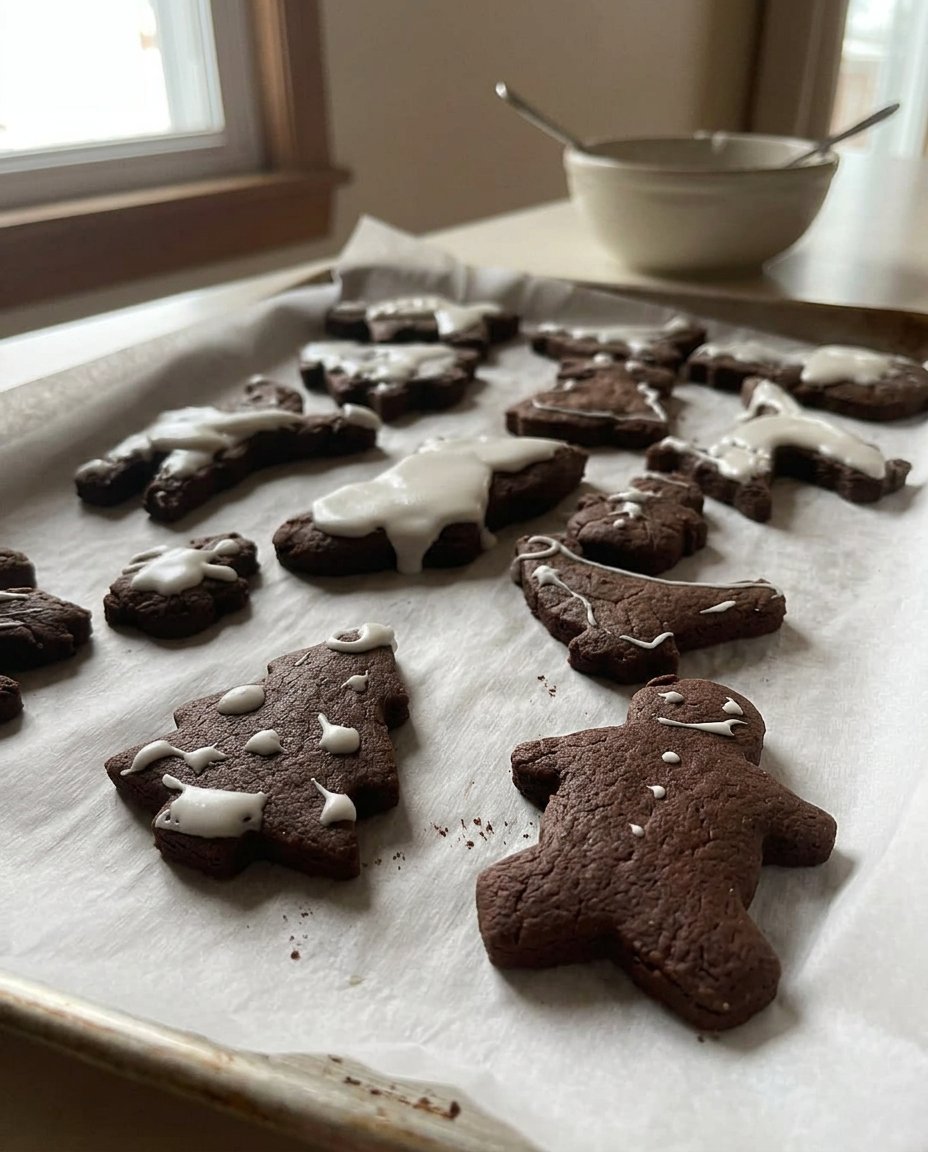 A tray of Paleo Gingerbread 2 cookies cooling on a wire rack with a dusting of spices.