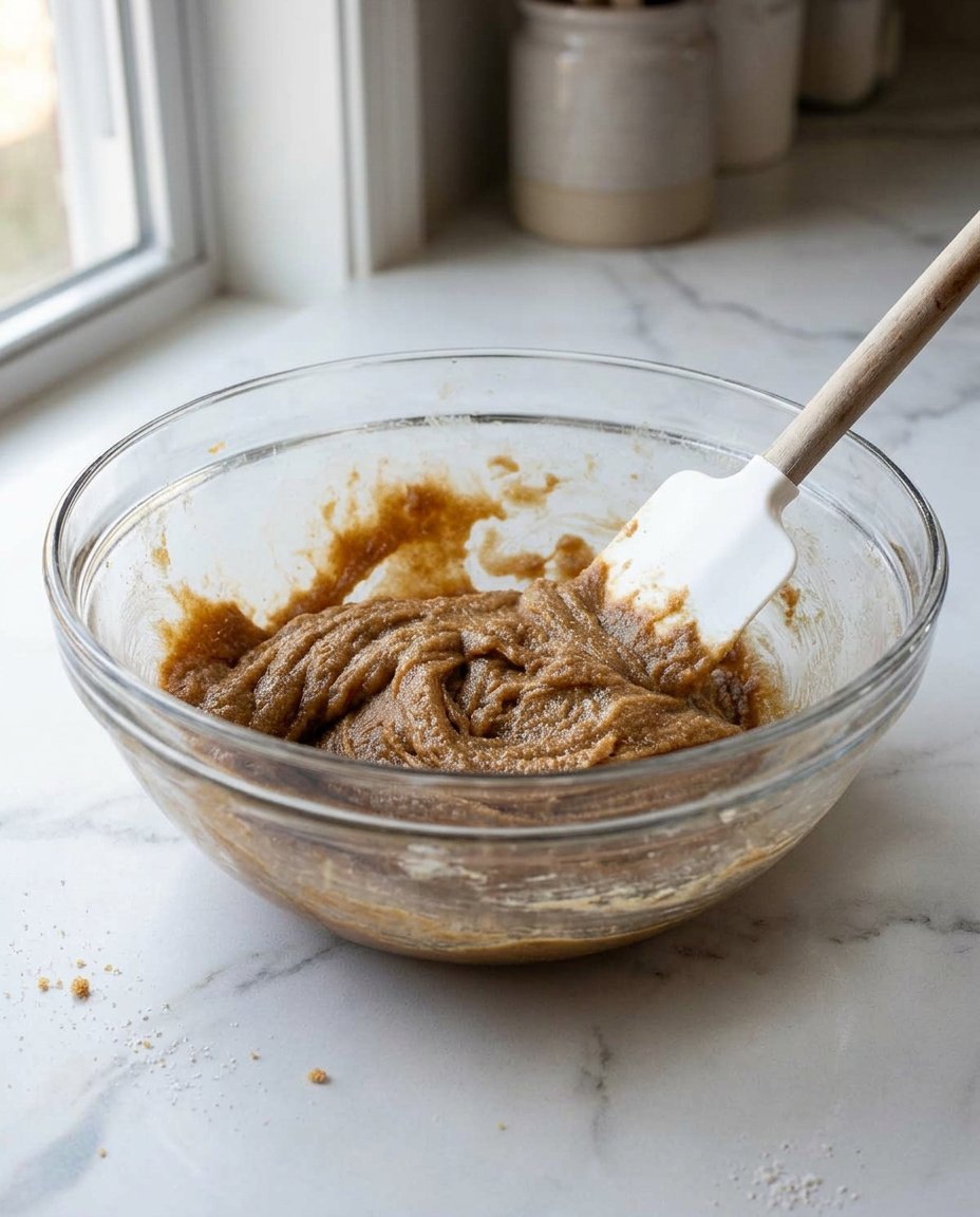 Ingredients for peanut butter cookies including peanut butter, sugars, and eggs
