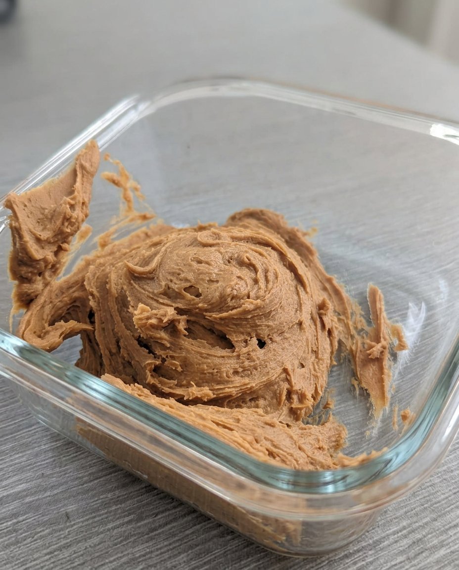 Homemade sugar free peanut butter spread on thick slices of toasted brown bread.