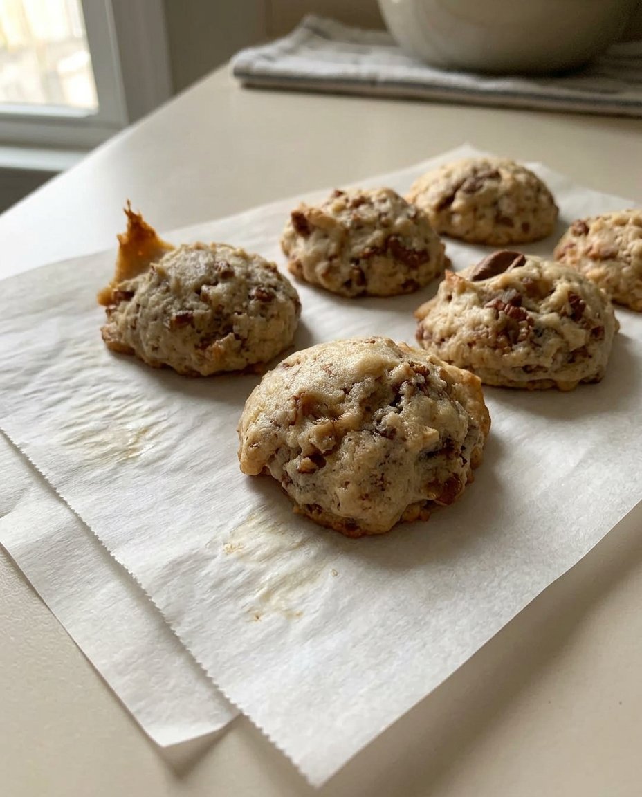 Uniformly scooped cookie dough balls rolled in crushed peppermint.