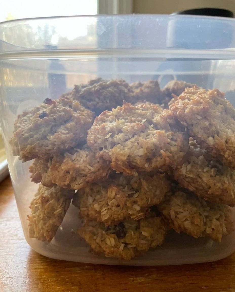 Oatmeal Coconut Cookies showing a soft chewy center and crisp edges