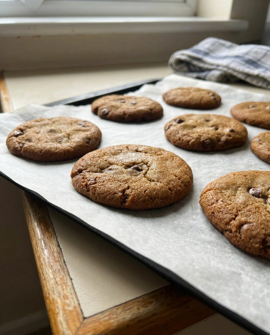 A close up of sliced refrigerator cookies before and after baking