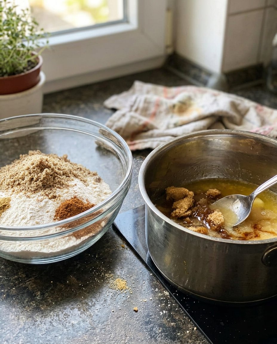 Ingredients for pfeffernusse including molasses honey and white pepper
