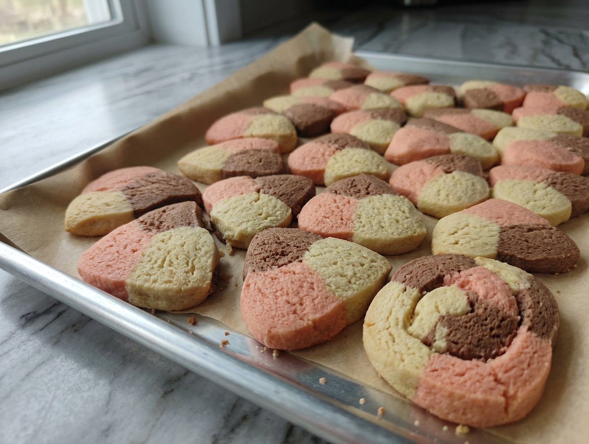 Shortening sugar and flour arranged for baking cookies