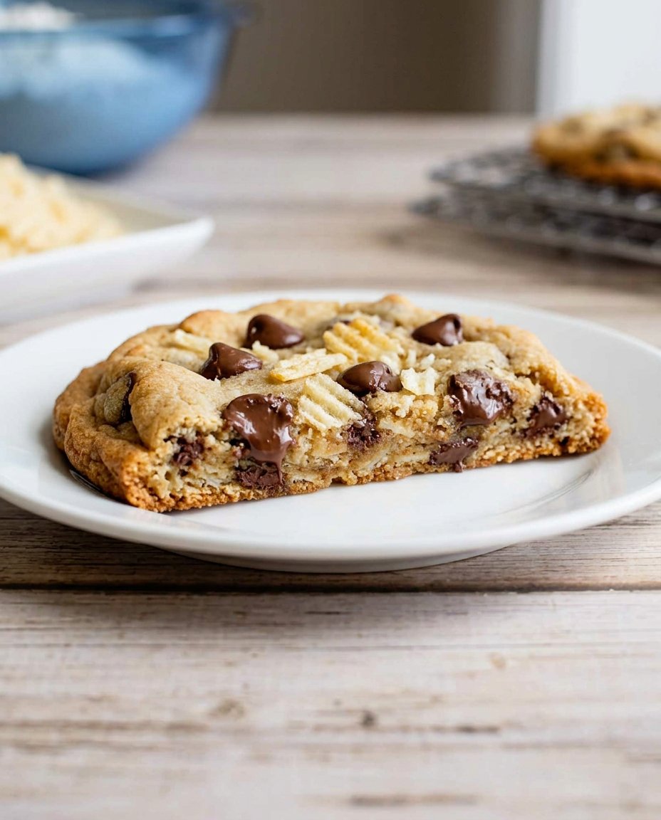 Ingredients for potato chip chocolate chip cookies organized on a table.