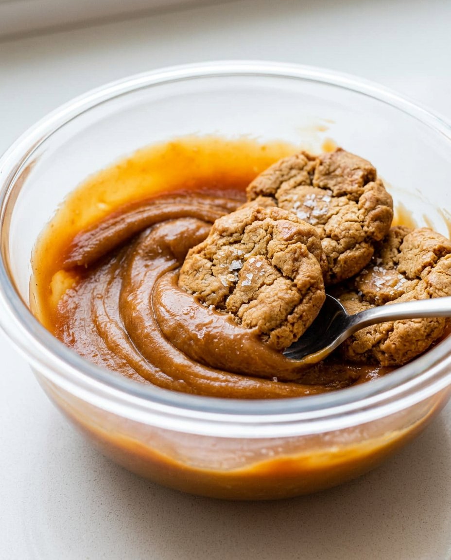 Digital scale showing ingredients for miso caramel cookies measured in grams