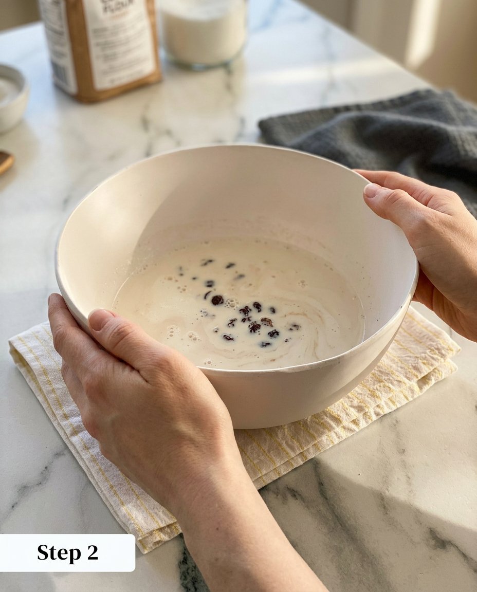 A bowl of cookie dough wrapped in plastic for the essential overnight chilling process.